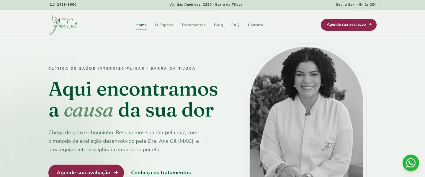 Site de Espaço Ana Gil no ar — A autoridade era dela.  O site deu ela pra casa.